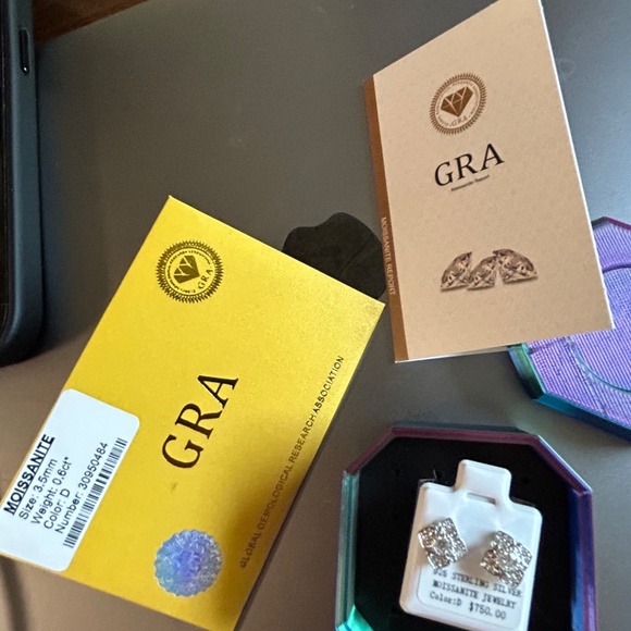 NWT 3.5mm Moissanite Sterling Silver earring with screw back posts. - Picture 5 of 6